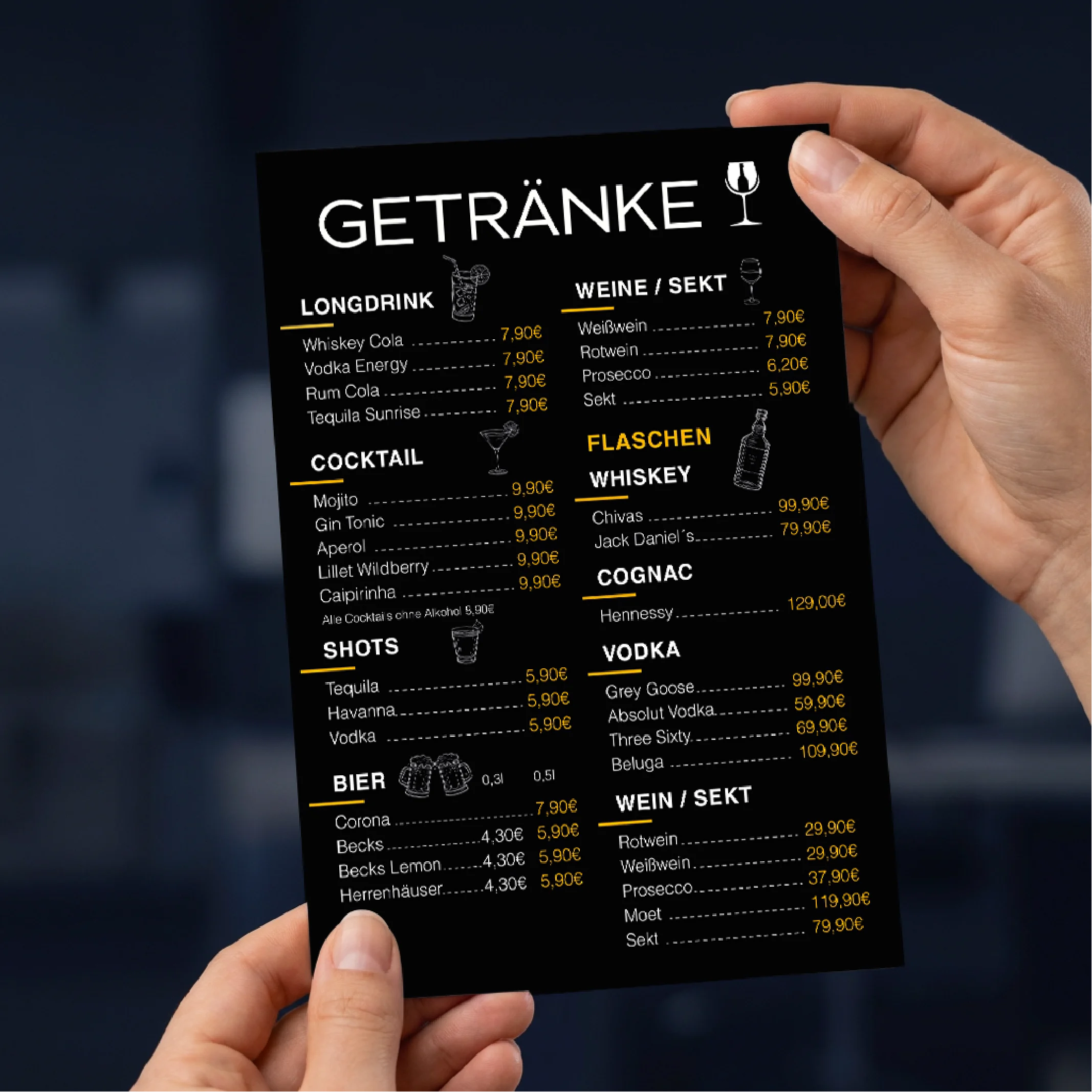 Flyer Beispiel Getränkekarten